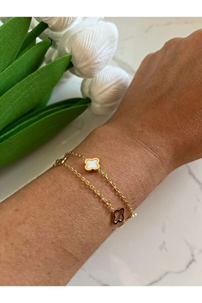 ShineByMe Kadın Çelik 2'li Yonca Bileklik Gold