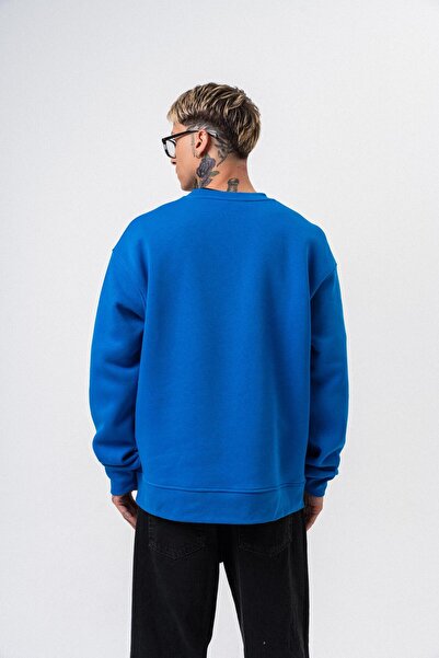 Respire Ανδρικό φούτερ με λεπτομέρεια κειμένου Basic Oversize Μπλε