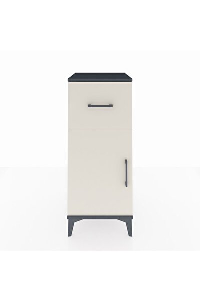 Dienni Hyperion Komodin Tek Raflı Tek Çekmeceli Tek Kapaklı 44x44x106 Antrasi...