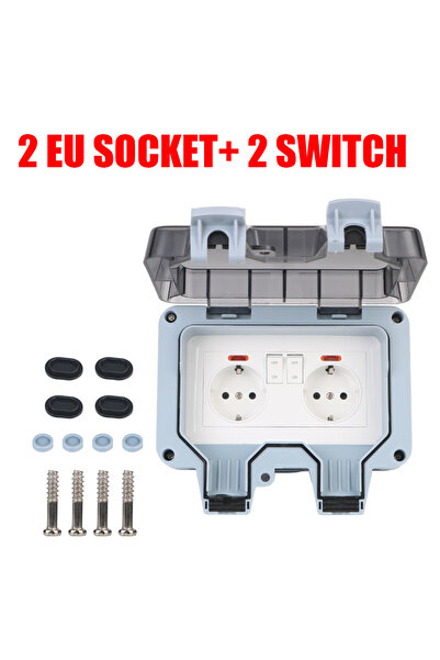 Choice13 مفتاح كهربائي مزدوج من نوع EU مزود بمفتاح، مفتاح كهربائي خارجي 16 أم...