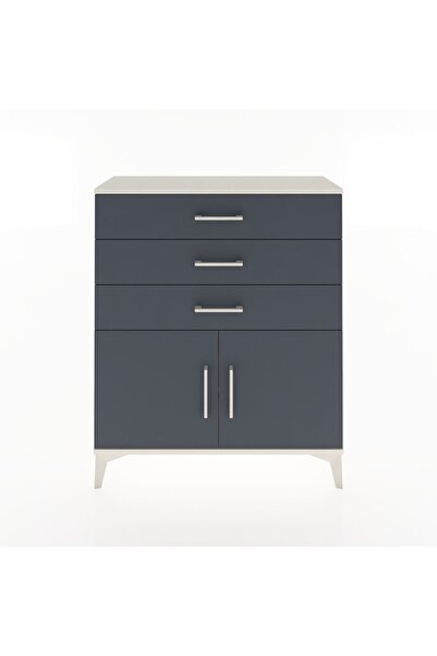 Dienni Arges Şifonyer Tek Raflı 3 Çekmeceli 2 Kapaklı 88x30x106 Aytaşı-Antrasit