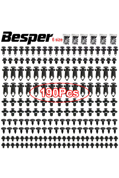 Choice 190Pcs 190pcs Car Retainer Clips 6 Sizes Fasteners Automotive Plastic Clips Kit Auto Trim Panel Clip