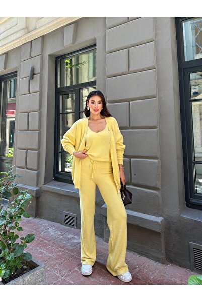 TOFİX textile New Season Soft Knit Winter 3-Piece Set: Cardigan, Blouse, Trousers