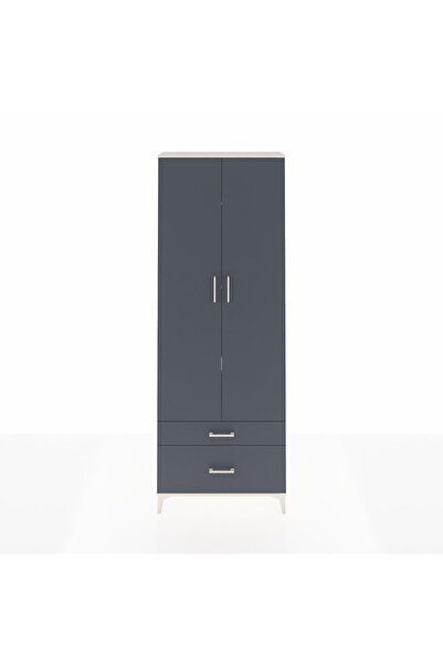 Dienni Arges Dolap 4 Raflı 2 Çekmeceli 2 Kapaklı 88x30x243 Aytaşı-Antrasit