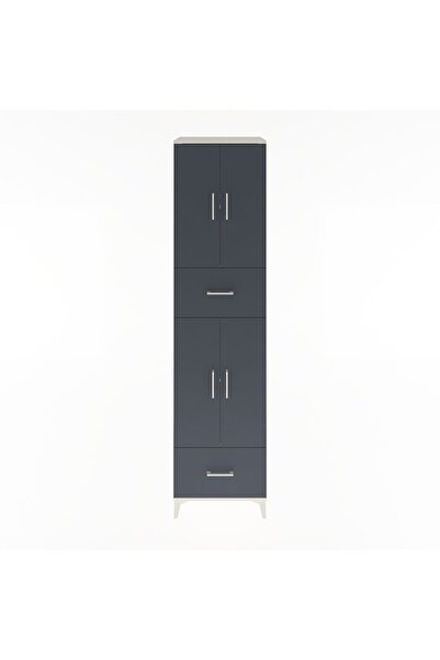 Dienni Hyperion Dolap 4 Raflı 2 Çekmeceli 4 Kapaklı 60x44x243 Aytaşı-Antrasit