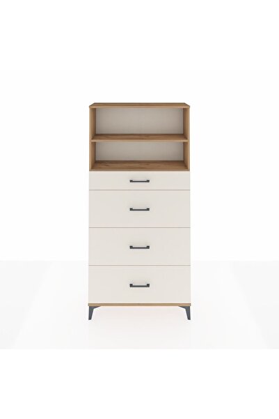 Dienni Arges Dolap 2 Raflı 4 Çekmeceli 88x30x182 Çam-Aytaşı