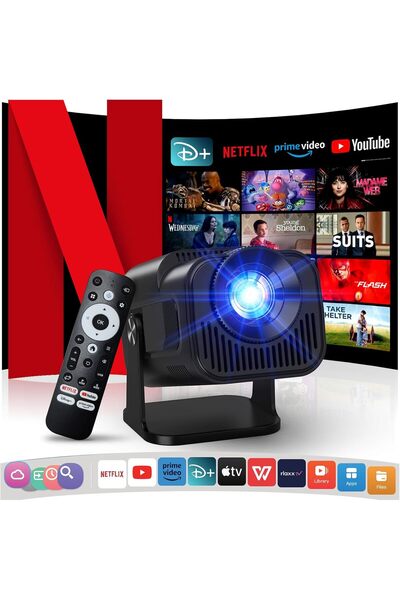 Gaimo [Netflix Official/Stereo Speakers] 4K Projector with Wifi and Bluetooth, 1080P Native Mini Projector