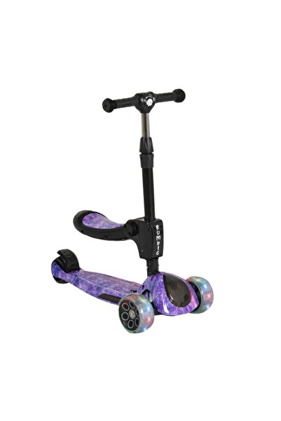 byox Trotinetă 2 în 1 pentru copii Rumble Purple – cu scaun, muzică, lumini 3D și roți din PU, 3–8 ani