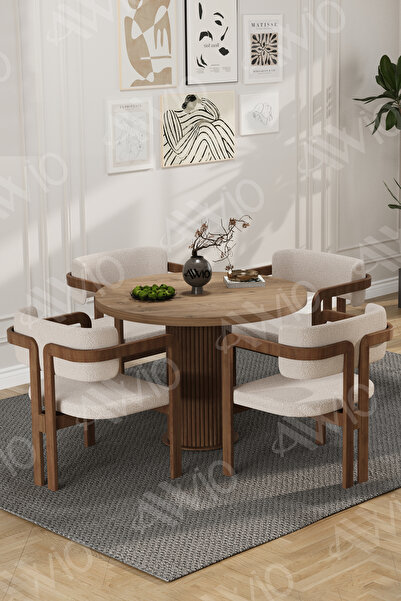 AVVİO Carmen Serisi Bohem Ayak 4'lü Tokyo Metal Demonte Sandalye Masa Sandalye Takımı