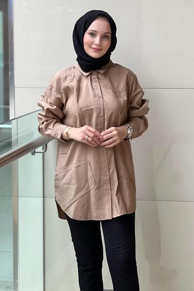 Ceremony Buttoned Long Sleeve Decorative Stitched Shirt