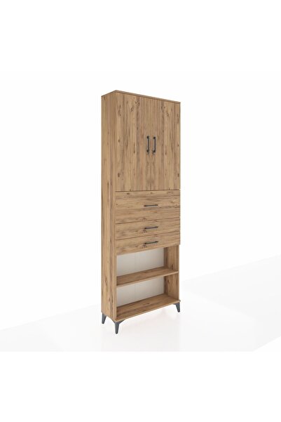 Dienni Arges Dolap 4 Raflı 3 Çekmeceli 2 Kapaklı 88x30x243 Çam-Çam