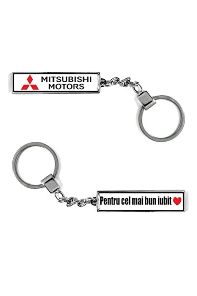 OEM Breloc metalic cu logo auto Mitsubishi și mesaj: Pentru cel mai bun iubit...