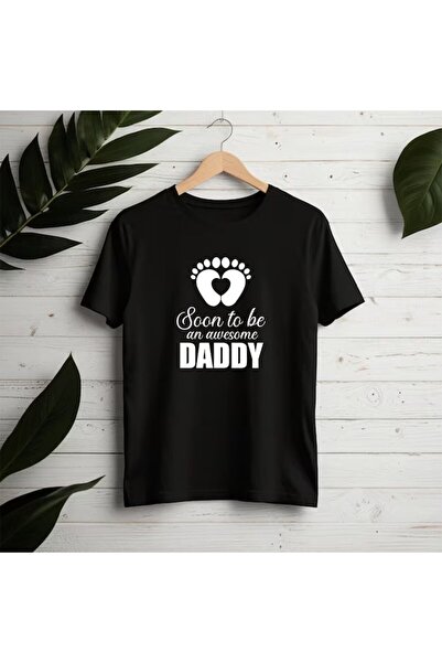 OEM Personalized Men's T-Shirt with message 'Soon to be an awesome daddy', Black, M