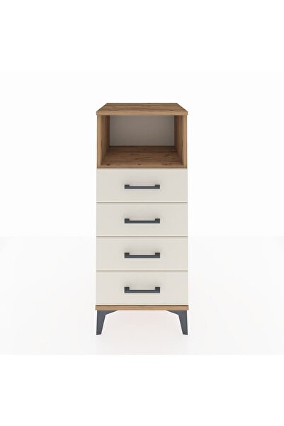 Dienni Hyperion Komodin Tek Raflı 4 Çekmeceli 44x44x106 Çam-Aytaşı