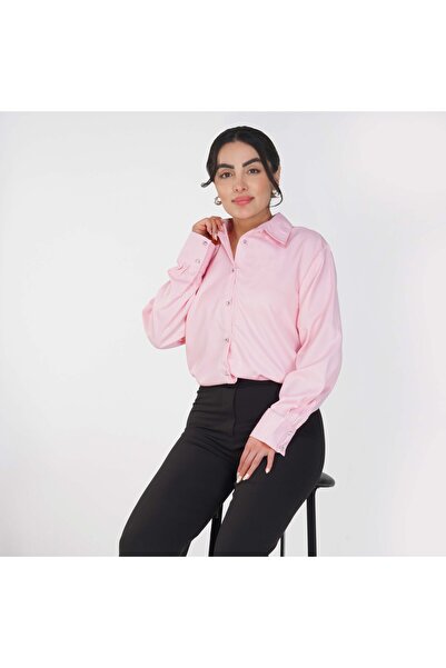 LINELLE قميص نسائي من الكريب الناعم - ياقة دائرية وأكمام طويلة، متوفر بثلاثة ...