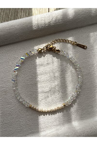 Real Sand Pearl Crystal Steel Bracelet Handmade