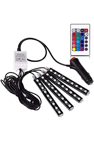 Generic Car RGB LED Strip Light with Remote (4 Pieces)