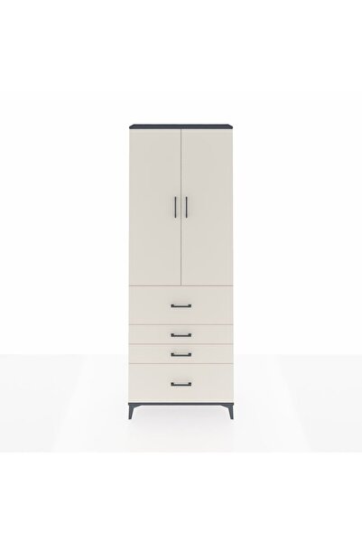 Dienni Arges Dolap 4 Raflı 4 Çekmeceli 2 Kapaklı 88x30x243 Antrasit-Aytaşı