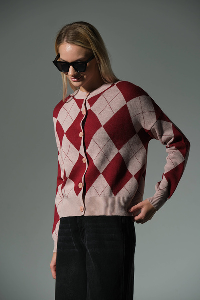 Domoda Γυναικεία πλεκτή ζακέτα με μοτίβο μπακλαβά @Dublin