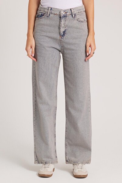 Tudors Women's Regular Fit Classic Cut Cotton Wide Leg Dark Light Gray Jeans