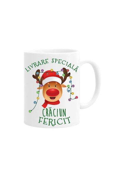 OEM Cană personalizată cu mesajul „Livrare specială, Crăciun fericit”, model ...