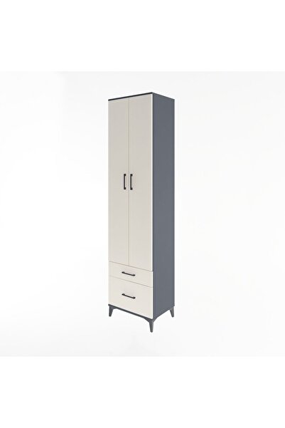 Dienni Hyperion Dolap 5 Raflı 2 Çekmeceli 2 Kapaklı 60x44x243 Antrasit-Aytaşı