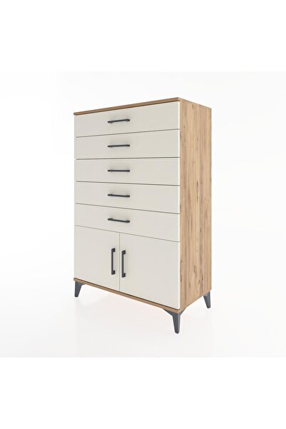 Dienni Hyperion Dolap 5 Çekmeceli 2 Kapaklı 88x44x134 Çam-Aytaşı
