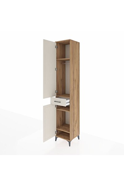 Dienni Hyperion Dolap 4 Raflı Tek Çekmeceli Tek Askılı 44x44x243 Çam-Aytaşı