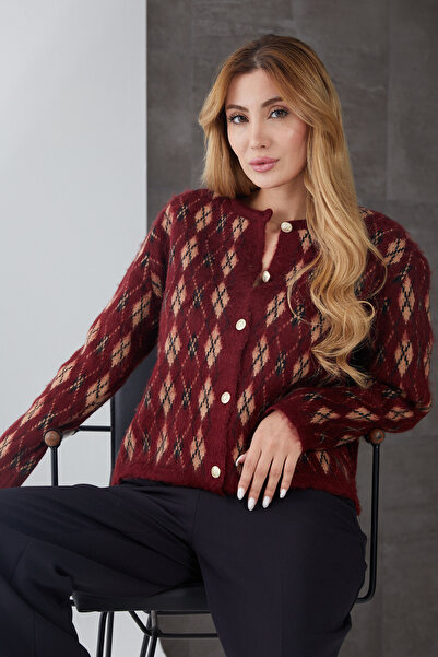 DPARİS Diamond Patterned Buttoned Knitwear Cardigan