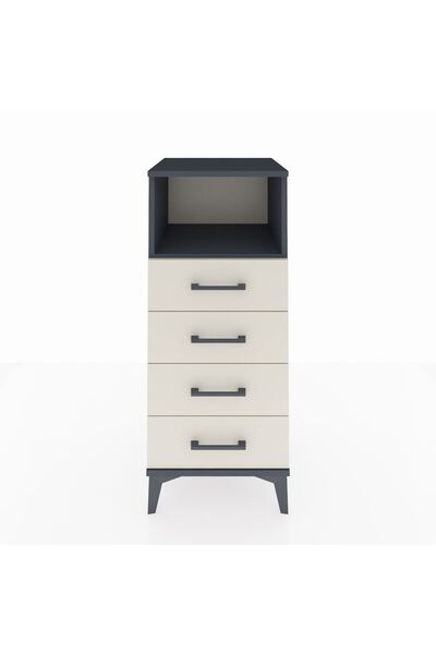 Dienni Hyperion Komodin Tek Raflı 4 Çekmeceli 44x44x106 Antrasit-Aytaşı