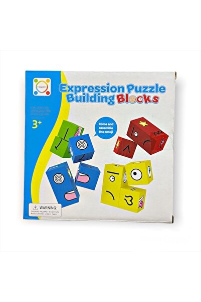 Eom Cuburi puzzle Montessori - Exprimarea emoțiilor, din lemn