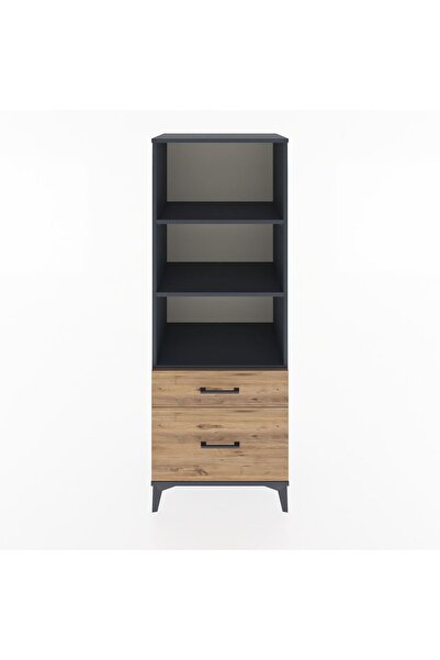 Dienni Hyperion Dolap 3 Raflı 2 Çekmeceli 60x44x163 Antrasit-Çam