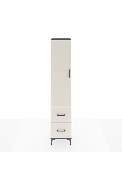 Dienni Arges Dolap 4 Raflı 2 Çekmeceli Tek Kapaklı 44x30x221 Antrasit-Aytaşı