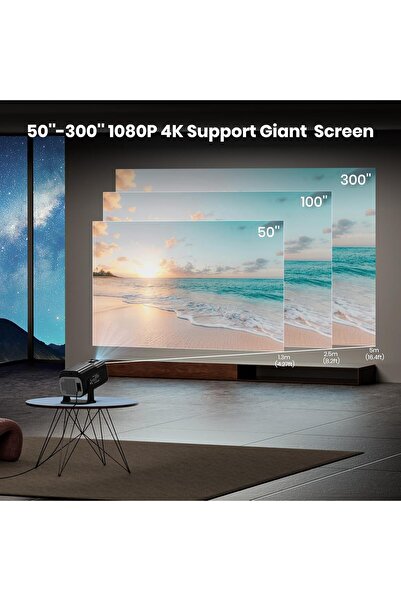 Generic Gaimoo GM600 NTV Portable 4K-Support Projector (Native 1080p, WiFi 6, Bluetooth 5.3)