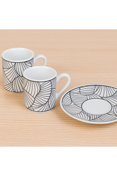 YAZICI طقم فناجين قهوة من البورسلين مكون من قطعتين من نيو لايف بنمط خاص