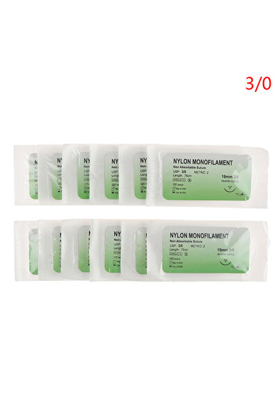 Choice4 G 12Pcs 2/0 3/0 4/0 5/0 Medical Needle Suture Nylon Monofilament Thread Suture Practice Kit Teachin.