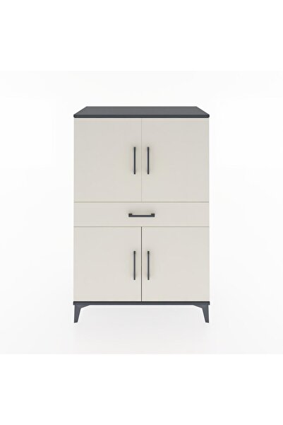 Dienni Hyperion Dolap 3 Raflı Tek Çekmeceli 4 Kapaklı 88x44x134 Antrasit-Aytaşı