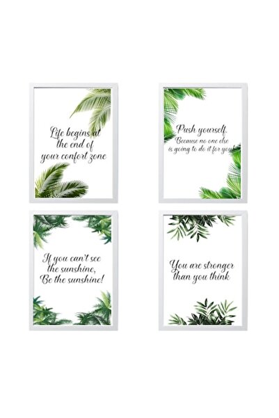 OEM Set 4 Tablouri decorative cu mesaje motivationale, Palm, Betaprint, A4, R...