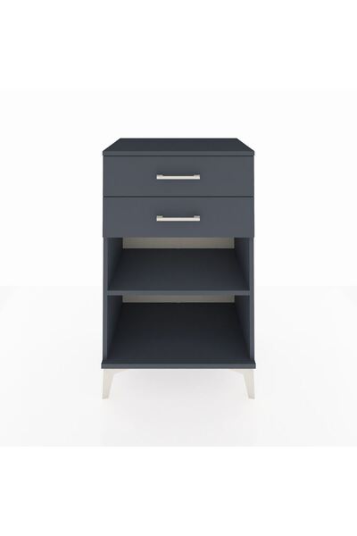 Dienni Hyperion Komodin Tek Raflı 2 Çekmeceli 60x44x96 Antrasit-Antrasit
