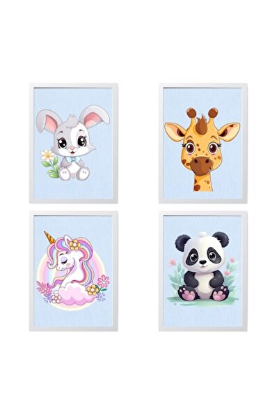 OEM Set 4 Tablouri decorative cu animalute pentru camera copiilor, Betaprint,...