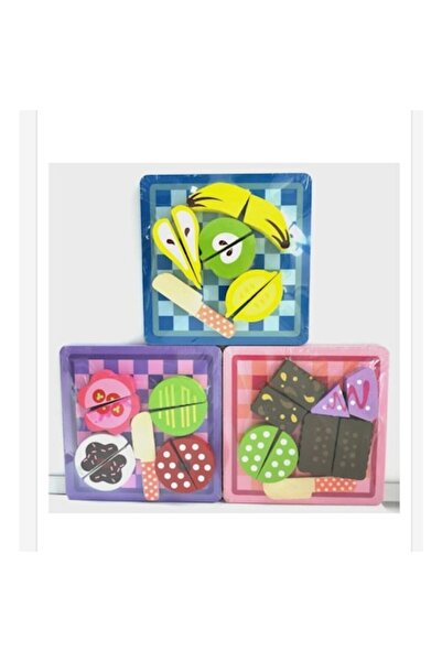 OEM Set 3 Puzzle 3D din lemn, Feliere Fructe, Legume, Alimente, 27 piese