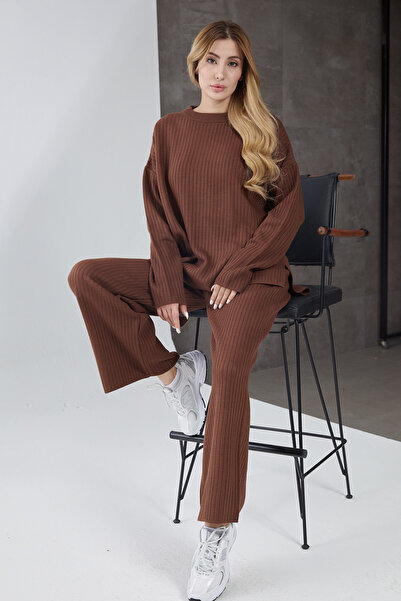 DPARİS Ribbed Sweater Pants Knitwear Two-Piece Set