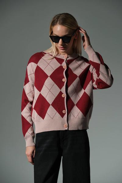 Domoda Γυναικεία πλεκτή ζακέτα με μοτίβο μπακλαβά @Dublin