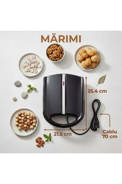 Köken Mașină electrică de copt nuci, 24 de cavități, 1400W, antiaderentă, plastic/oțel inoxidabil, neagră