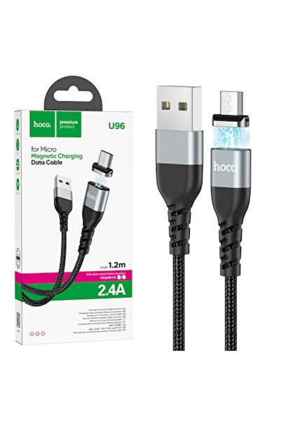 Hoco Charging and Data Transfer Cable, Magnetic USB MicroUSB, 2.4A, 1.2m, (U96) Black