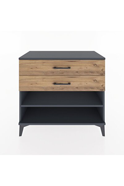 Dienni Hyperion Şifonyer Tek Raflı 2 Çekmeceli 88x44x80 Antrasit-Çam
