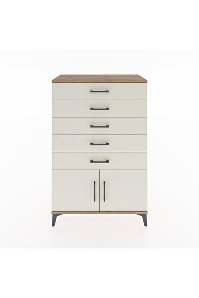 Dienni Hyperion Dolap 5 Çekmeceli 2 Kapaklı 88x44x134 Çam-Aytaşı