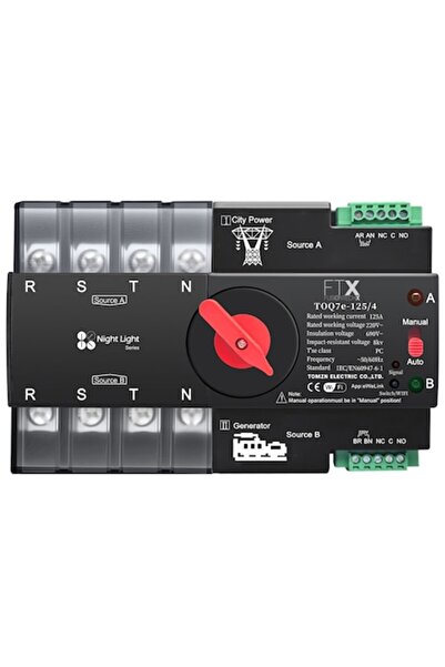 FUSIONTECHX Comutator automat de transfer inteligent WIFI cu temporizator ATS pe sina DIN, compatibil cu eWeLink