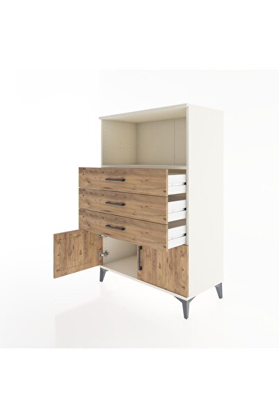 Dienni Hyperion Dolap Tek Raflı 3 Çekmeceli 2 Kapaklı 88x44x134 Aytaşı-Çam