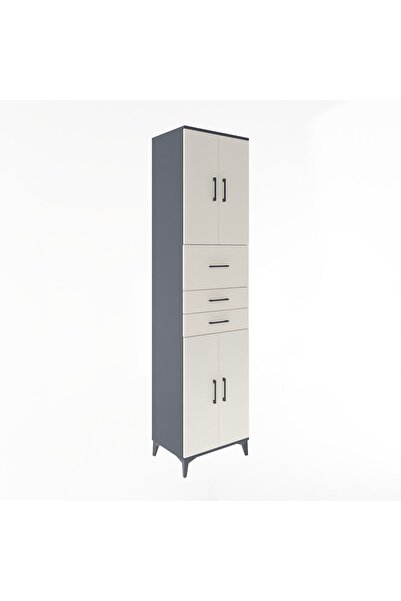 Dienni Hyperion Dolap 3 Raflı 3 Çekmeceli 4 Kapaklı 60x44x243 Antrasit-Aytaşı